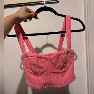 ZARA woman textured bustier top pink